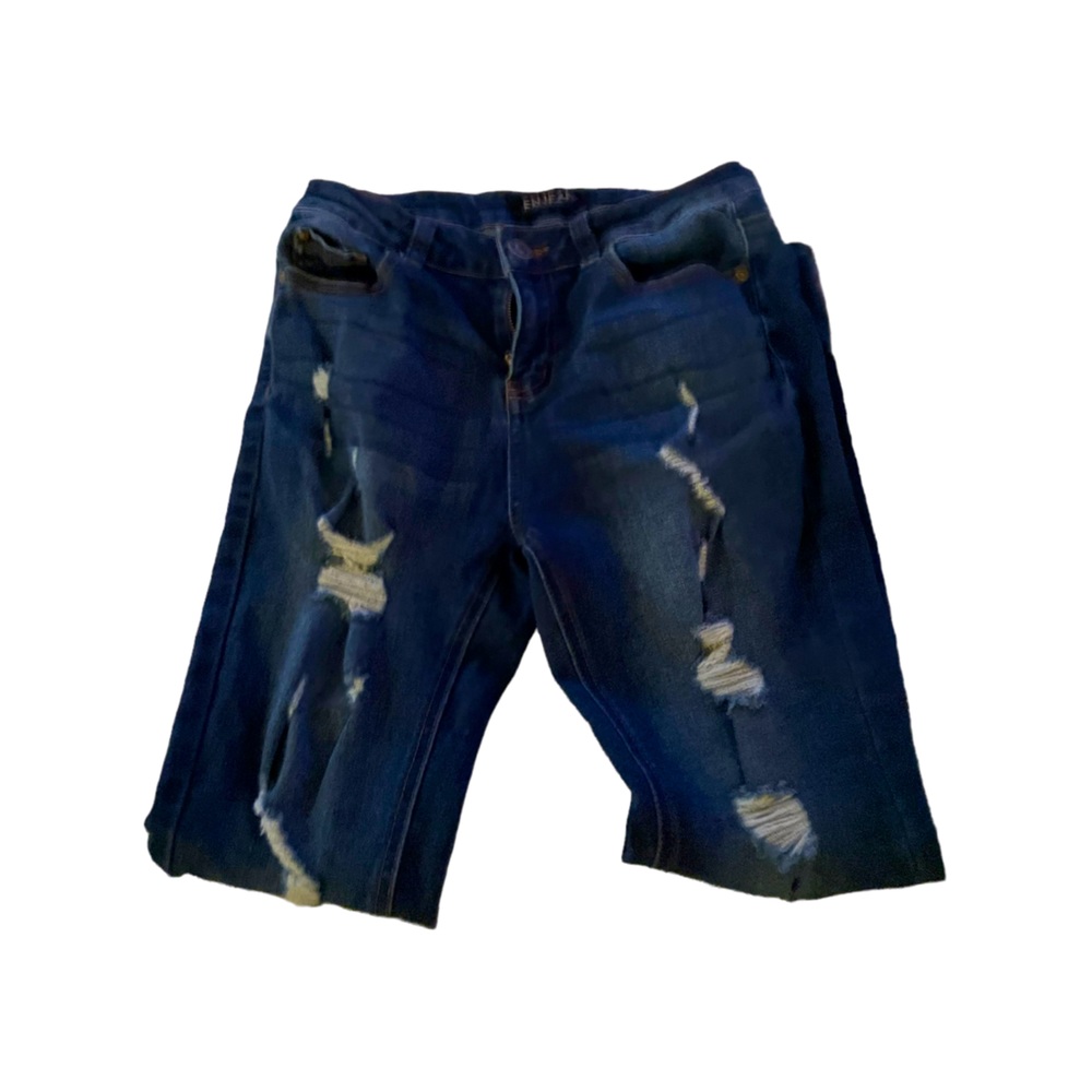 En jean Denim company juniors size 7 distressed dark denim 68% cotton